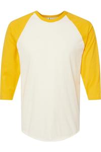 Футболка-реглан из тонкого джерси Tultex Unisex, цвет vintage white/ mellow yellow