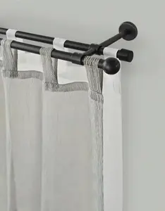 Карниз для штор GARESA "BOLTI", 2 направляющие, желаемая длина, комплект для штор, выдвижной, настенный монтаж, без колец 440 см, Ø16мм, черный