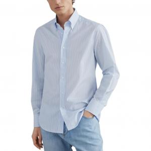 Полосатая рубашка с длинными рукавами Brunello Cucinelli, синий