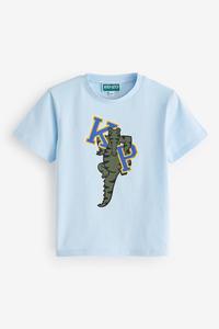 Футболка с короткими рукавами и логотипом университета с принтом под крокодила Kenzo Kids, синий