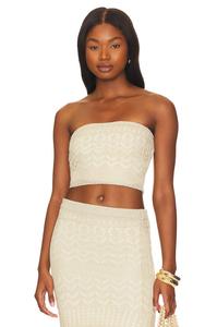 Топ SNDYS x REVOLVE Strapless Crochet, цвет Beige Shimmer
