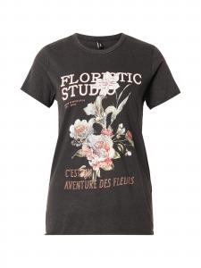 ONLY Футболка 'ONLLUCY' в крапчатом черном цвете