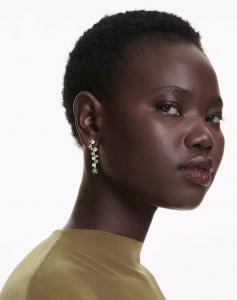 Серьги-подвески Constella, смешанная огранка, зеленые, позолоченные в зеленом цвете Swarovski