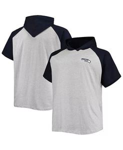 Мужская серо-бурая, темно-синяя, Сиэтл Сихокс, большой и высокий, реглан, короткий рукав, пуловер с капюшоном Profile