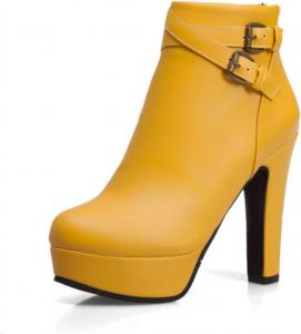 Женские модные ботильоны Челси на платформе с высоким каблуком, с пряжкой и застежкой-молнией VULTRO, Yellow