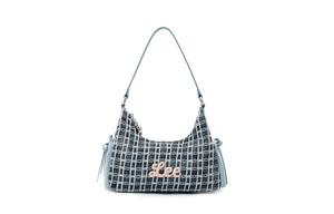 Lee Тканевая женская сумка через плечо в темно-синюю белую клетку, Dark Blue White Plaid