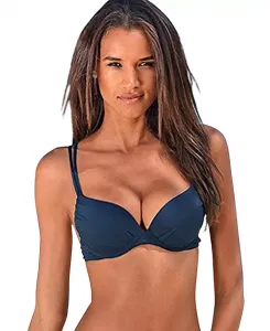 Женский топ бикини Push Up с эффектом декольте LASCANA, синий