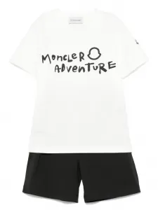Комплект из футболки и шортов с логотипом Moncler Enfant, белый
