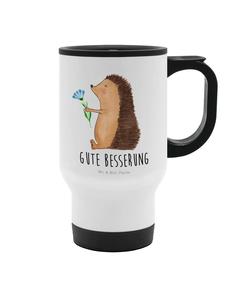 Mr. & Mrs. Panda Термос с изображением ежика и цветов, надпись белого цвета