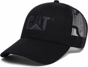 Мужская кепка CAT с вышитым логотипом спереди и контрастной сетчатой спинкой на пластиковой застежке snapback, Black