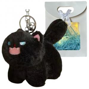 Свирепый и милый котенок плюшевый кулон 7см высота Small bubble, черный