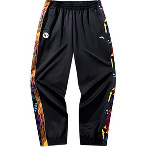 Anta Мужские повседневные брюки из баскетбольной коллекции, базовые, черно-красно-перечные