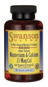 Препарат для укрепления костей Swanson Albion Chelat Wapnia i Magnezu, D3, K2, 90 шт