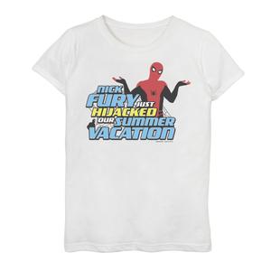 Летняя футболка с изображением «Человека-паука Marvel» для девочек 7–16 лет, вдали от дома, с угнанным портретом Marvel
