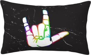 ByoBLu Чехол для подушки с жестом "Я тебя люблю" на языке жестов Black