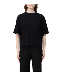 Футболка с цветочной аппликацией Twinset, черный