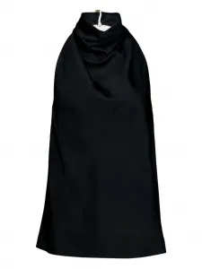 Атласный топ с воротником-халом Stella Mccartney, черный