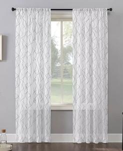 Коллекция полупрозрачных карманных штор с абстрактной геометрической вышивкой No. 918, серый