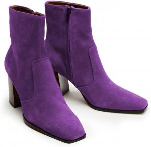 Женские сапоги FOWT с квадратным носком до середины голени, высокие массивные каблуки, ботильоны на шнуровке, замшевый верх, боковая молния, для улицы, повседневной моды, работы и поездок, размер 4-16 M US, Purple