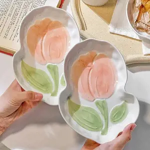 Ceramics Набор керамических мисок и тарелок для дома, чаши для риса и супа, свежая и простая посуда, подарок на новоселье, 8-дюймовая лепестковая тарелка - 1 шт