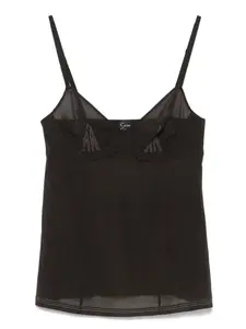 Шелковый топ на бретелях Carine Gilson, коричневый