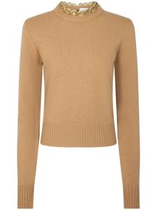 Rabanne украшенный вязаный джемпер, нейтральный цвет