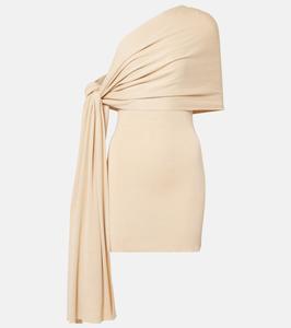 Мини-платье Chara на одно плечо из смесового шелка Aya Muse, желто-коричневый