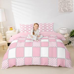 Erosebridal Геометрический комплект постельного белья в клетку Buffalo розовый белый для детей, Pink and White