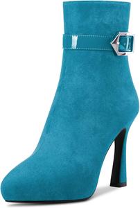Женские ботильоны Castamere с острым носком, высокой платформой и каблуком-стилет, короткие с молнией и пряжкой, сексуальные каблуки 10 см, Blue A