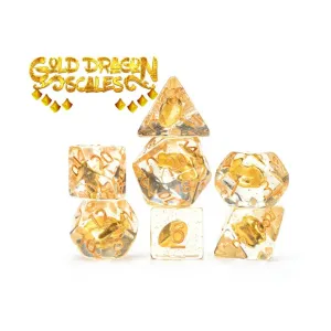 Поли-набор - Чешуя золотого дракона (7), Inclusion Dice (Gate Keeper Games)