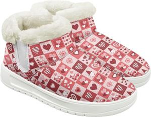 Quxjehoe Женские зимние снегоступы с теплой пушистой подкладкой, удобные ботинки, противоскользящие, водонепроницаемые, для улицы, с белой подошвой, размеры 6-13,5