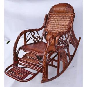 Yu Senyi Кресло-качалка из ротанга с двумя подушками, цвет coffee