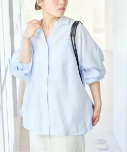 Льняная воздушная рубашка из хлопка U By Spick&Span, цвет Saxe Blue