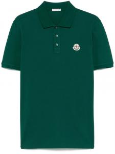 Moncler рубашка-поло из пике с полосками, зеленый