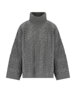 Длинное платье с высоким воротником Twinset, серый