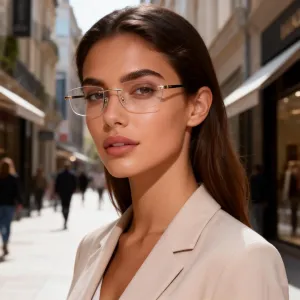 Солнцезащитные очки Melrose Retro Small Oval для женщин, модные солнцезащитные очки без оправы, узкие дизайнерские очки в стиле Y2K, Gold/Clear