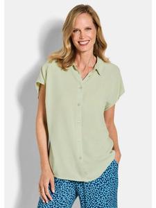 GOLDNER Вискозная блузка-рубашка с воротником-стойкой, цвет шалфей