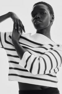 Свитер левой вязки с вырезом-лодочкой H&M, мультиколор