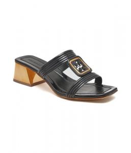 Тапочки кожаные Tory Burch, черный