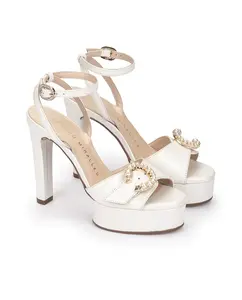 Женские босоножки на каблуке с платформой и украшением Pedro Miralles, белый