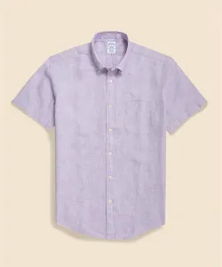 Спортивная рубашка с коротким рукавом из ирландского льна, стандартный крой Brooks Brothers, цвет Purple