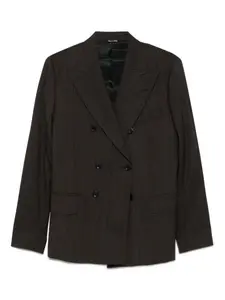 Костюм в тонкую полоску с двубортным пиджаком Reveres 1949, коричневый