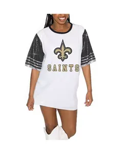 Женское белое/черное трикотажное платье New Orleans Saints Bling It с пайетками Gameday Couture