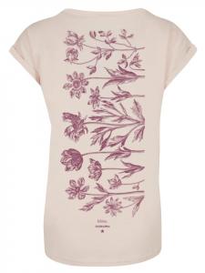 Футболка с удлиненными плечами, с цветочным узором, синяя, в цвете белый песок F4NT4STIC