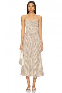 Платье миди с рюшами Artemis от Minkpink, tan stripe