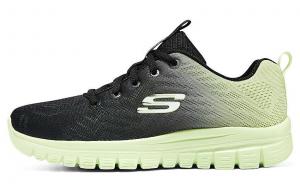 Изящные туфли Lifestyle женские с низким верхом черного/зеленого цвета Skechers