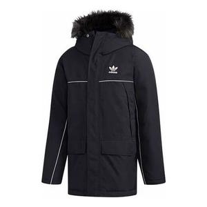 Пуховик adidas originals hooded Long Sleeves Down Jacket Black, черный