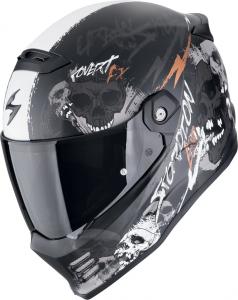 Шлем Scorpion covert fx skullz, Black Matt/Grey/Orange