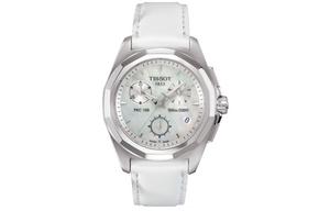 Часы женские кварцевые PRC100 Collection 33 мм белый циферблат корпус из нержавеющей стали кожаный ремешок TISSOT