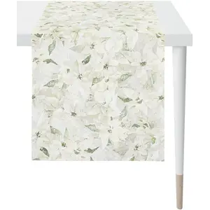 Дорожка на стол 3614 Зимний мир, Рождественский декор, Рождество Цифровая печать Apelt, белый/зеленый